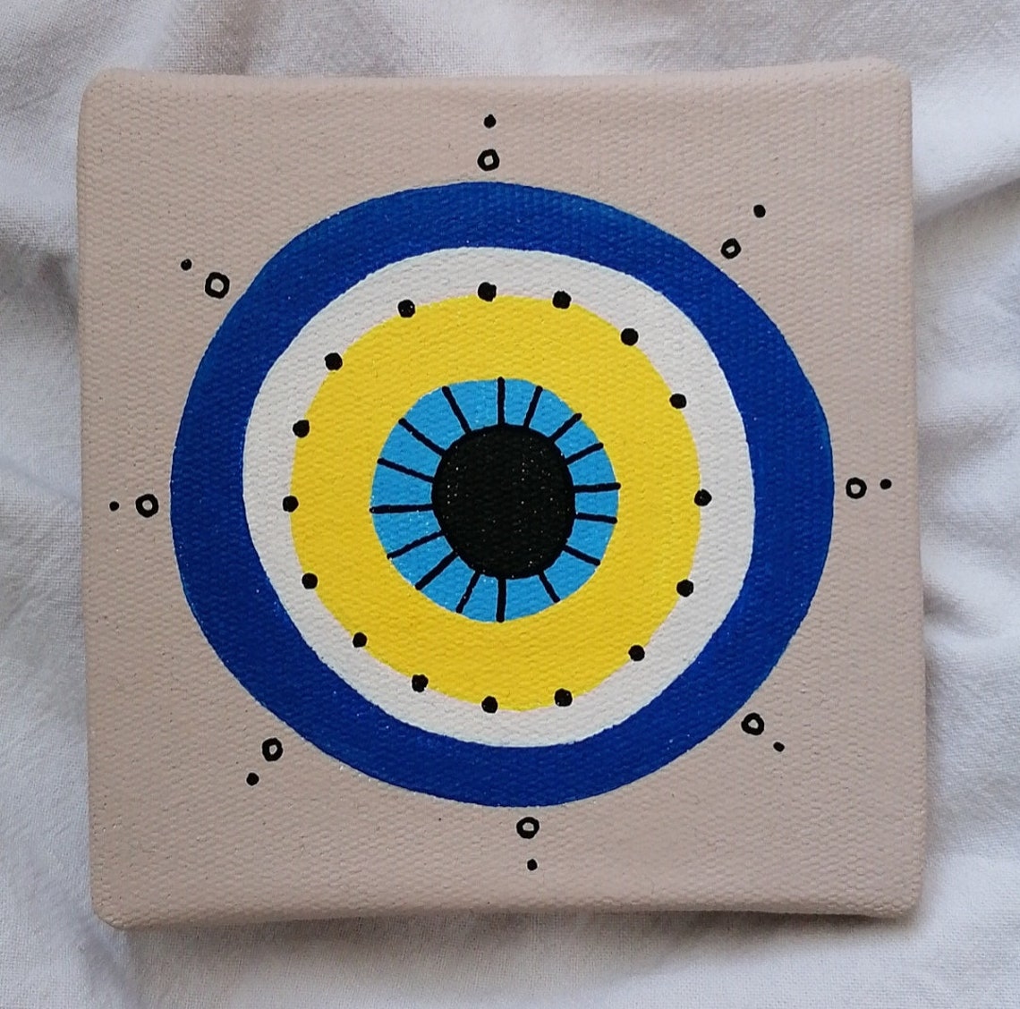 Canvas mini evil eye acrylic colors painting Etsy