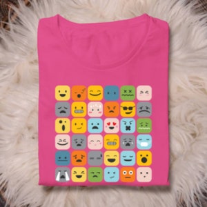Camiseta con emoji para jóvenes, camiseta gráfica divertida, manga corta con mensaje POSITIVITY, prenda con expresión de humor de dibujos animados, regalo navideño