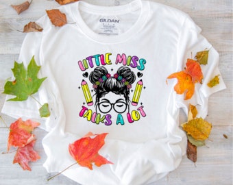 Maglietta grafica per ragazzi "Little Miss Talk Alot", maglietta unisex