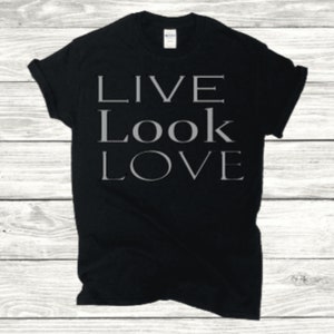 Felpa con cappuccio motivazionale: Live Look Love Shirt, felpa in pile unisex