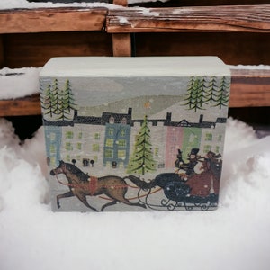 Winter Sleigh Ride Handmade Decoupaged Home Decor
