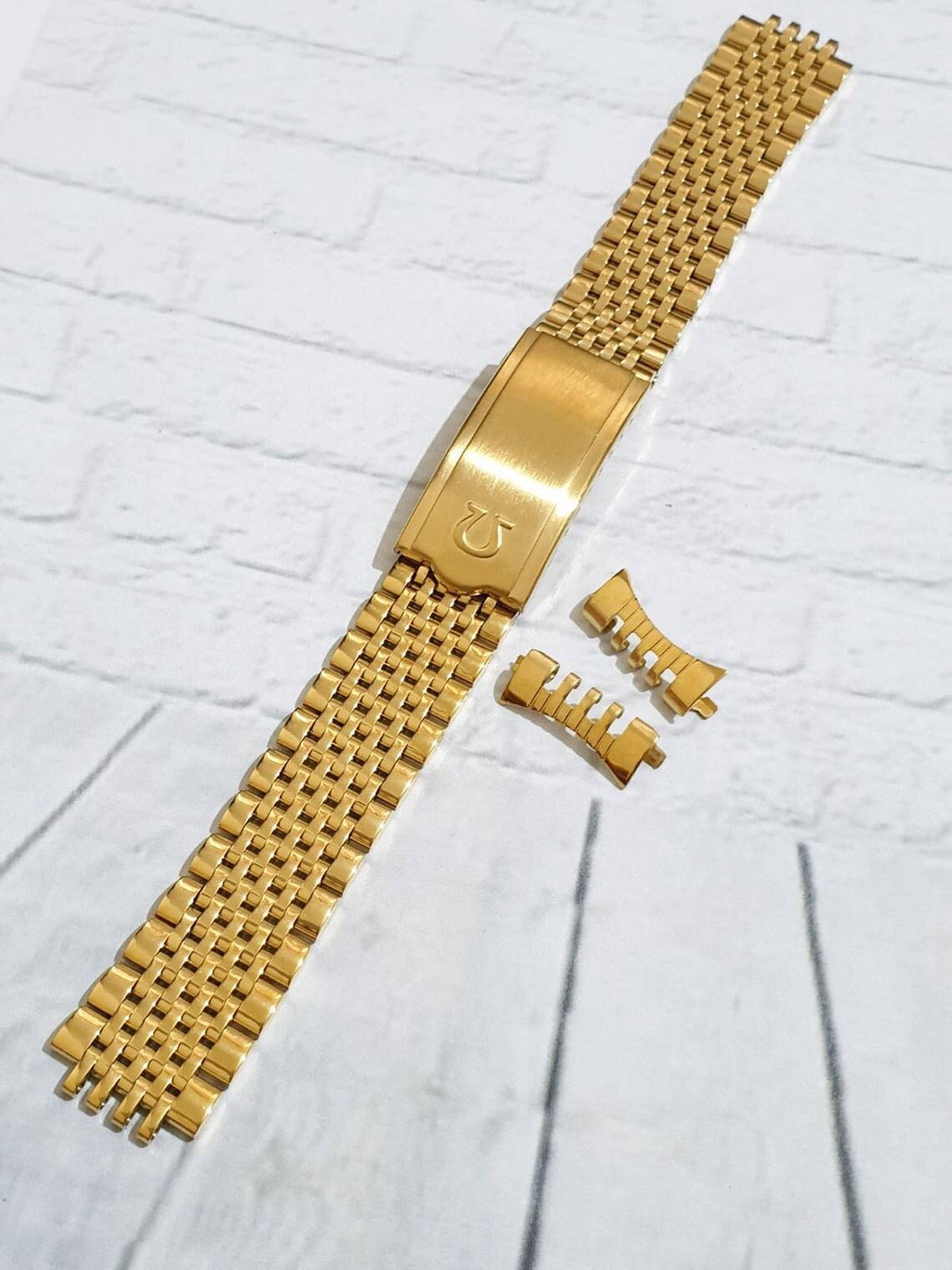 Omega Watch 18mm Gold Plated Rice Bead 