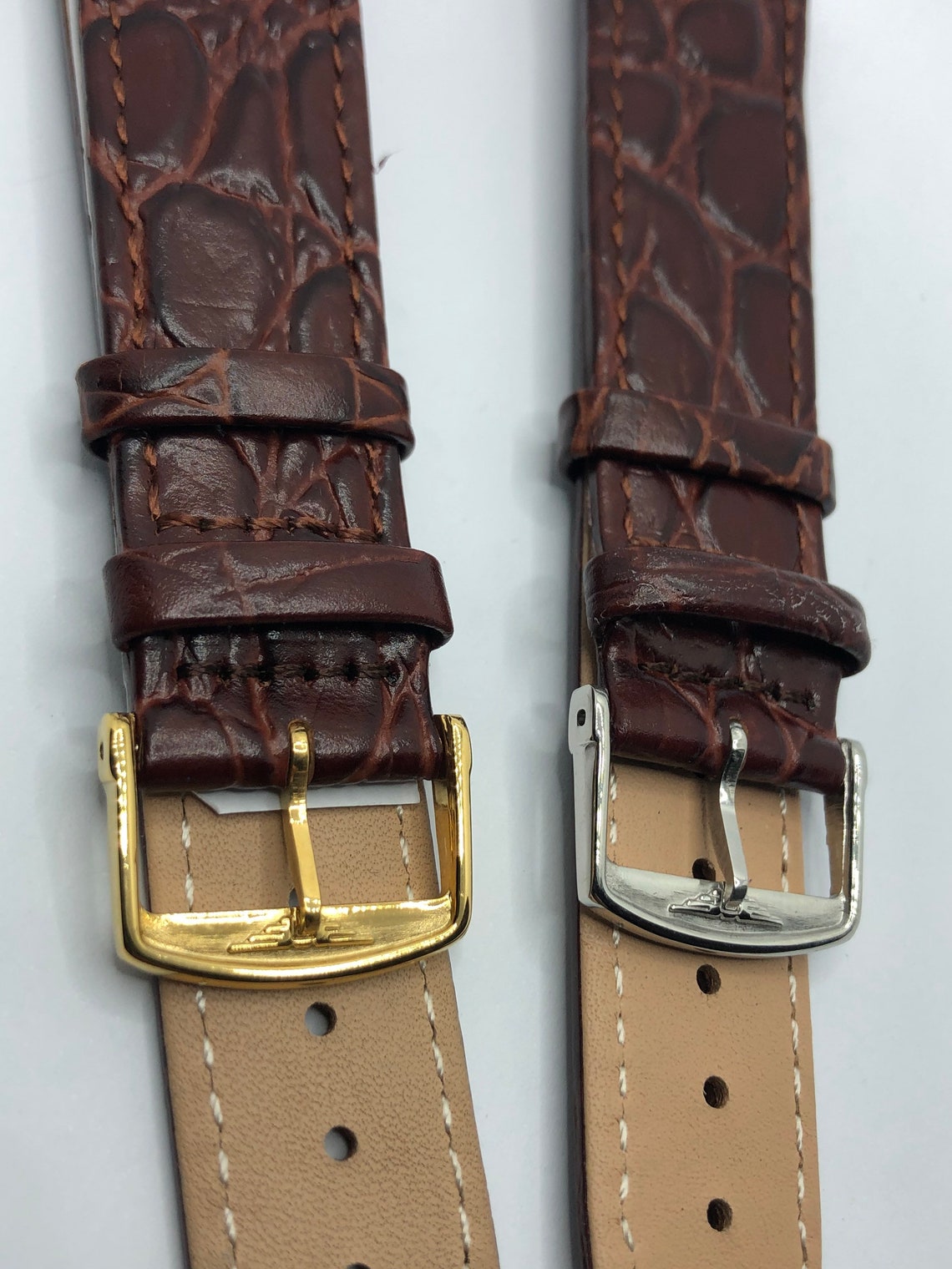 Longines Leather strap 18mm/20mm Brown leather strap with gold Etsy
