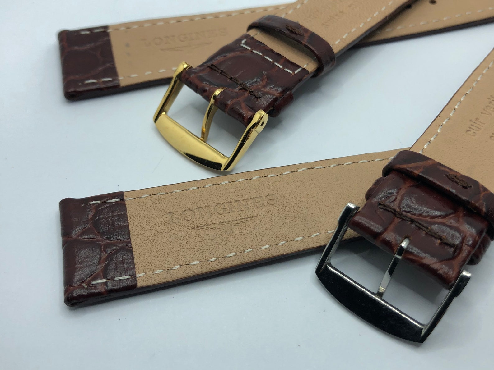 Longines Leather strap 18mm/20mm Brown leather strap with gold Etsy