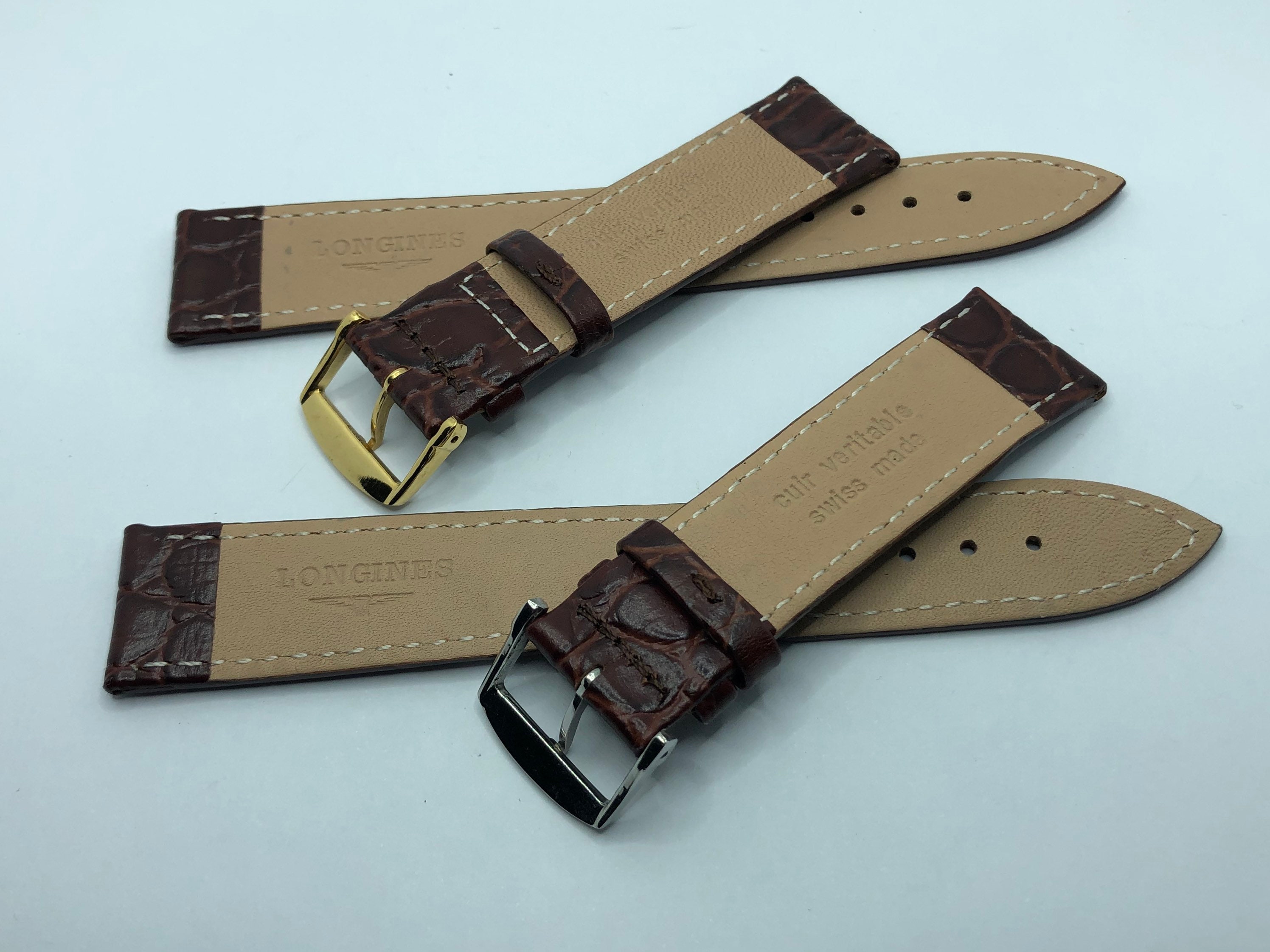 Longines Leather strap 18mm/20mm Brown leather strap with gold Etsy