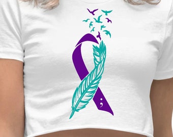 Feather Suicide Prevention Awareness SVG, Suicide Awareness Ribbon SVG, Semicolon SVG, Mental Health Svg, Hope Svg, Svg Cut Files