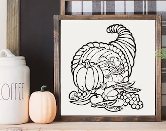 Thanksgiving Cornucopia SVG: Fall Harvest Clipart (Digital Download)