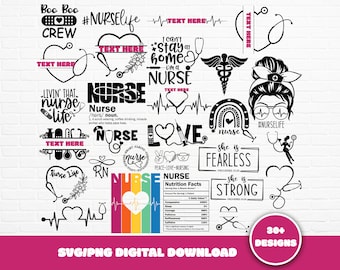 Nurse SVG Bundle: Quotes, Clipart, Sayings (Digital Download)