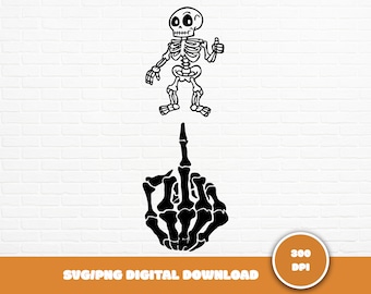 Middle Finger Skeleton Hand SVG PNG: Halloween Spooky Vibes (Digital Download)