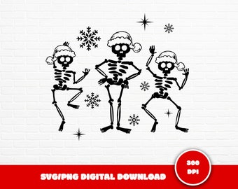 Dancing Skeletons SVG, Christmas SVG, Santa Hat SVG, Winter Svg, Holiday Svg, Merry Christmas Svg, Snowflake Svg, Christmas Shirt Svg