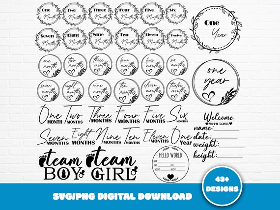 Baby Milestone Rounds SVG Bundle: Newborn Sign Cut File (Digital Download)
