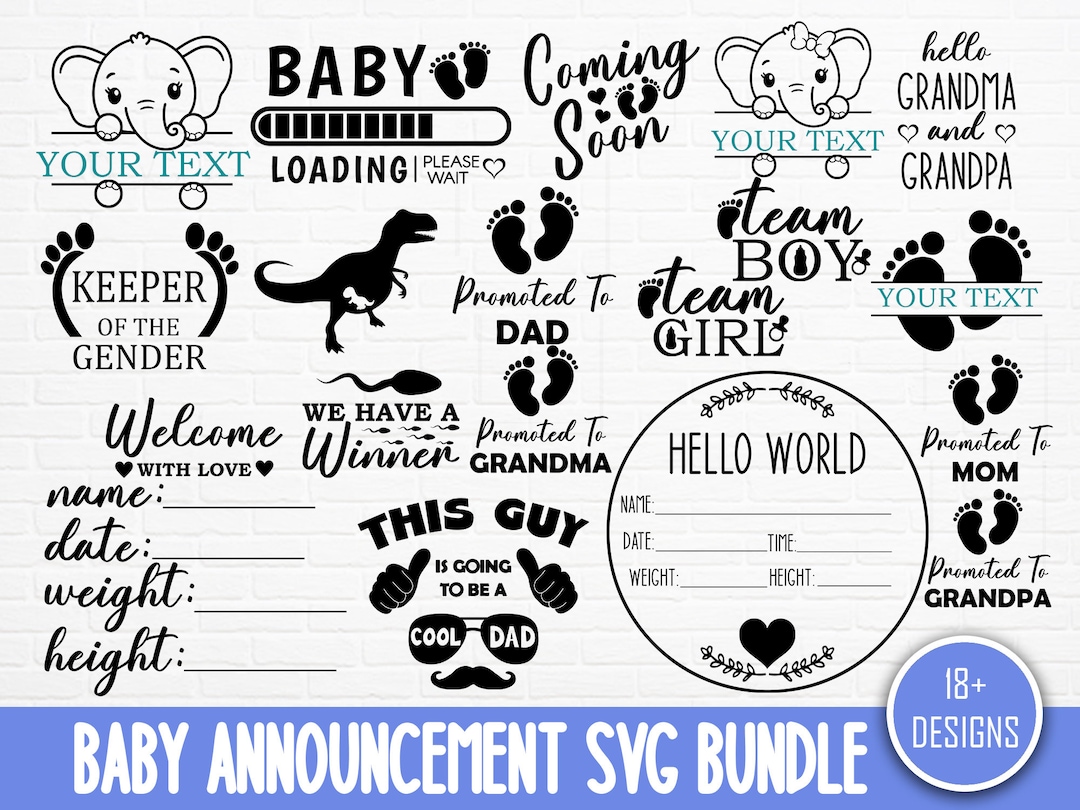 Baby Announcement SVG Pregnancy Announcement SVG Baby Stat Etsy