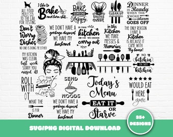 Funny Kitchen SVG Bundle, Kitchen Saying, Kitchen Quotes, Kitchen Sign SVG, Kitchen Towel SVG, Cooking Svg, Baking Svg, Svg Files Cut Files