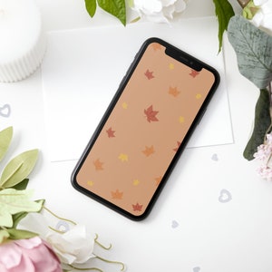 Phone Wallpaper, Cute Fall Bundle, Pumpkins and Leaves, Phone Backgrounds, Digital Backgrounds, Digital Download image 2