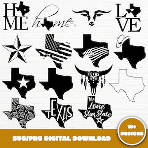 Texas SVG Bundle, Hand Drawn Vector Silhouette, Texas Outline SVG, Texas Home SVG, Texas State Svg, Hey Ya'll Svg, Texas Shirt Svg