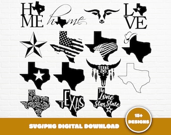 Texas SVG Bundle: Hand-Drawn Vector Silhouettes (Digital Download)