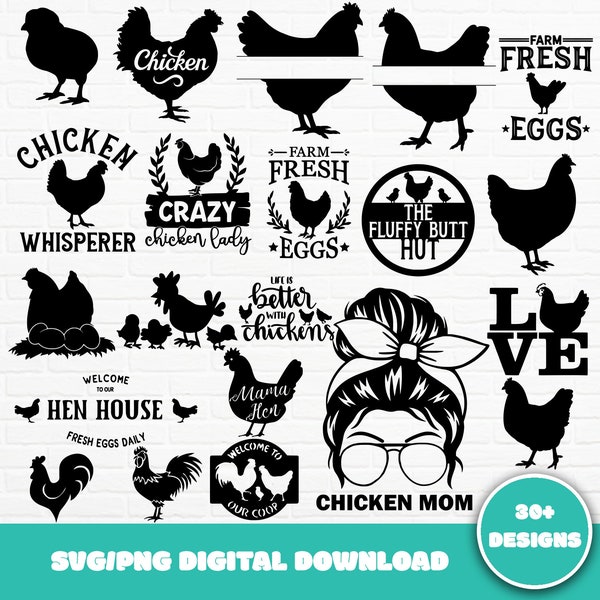 Chicken SVG Bundle, Hand Drawn Hen SVG, Rooster SVG, Chicken Svg Funny, Crazy Chicken Lady Svg, Chicken Whisperer Svg, Chicken Clipart