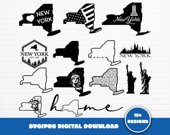 New York SVG Bundle: Statue of Liberty, Floral State (Digital Download)