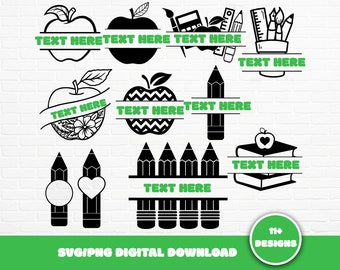 Pacchetto SVG con monogramma per insegnanti: design per il ritorno a scuola (download digitale)