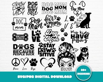 Dog Mom SVG Bundle: Pawsitive Puppy Clipart (SVG, PNG)