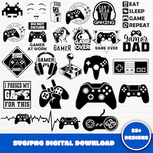 Gamer SVG Bundle, Jeu vidéo SVG Bundle, Gaming SVG, Funny Gamer SVG, Contrôleur de jeu SVG, Chemise pour garçons SVG, Gamer Dad, SVG Cut Files