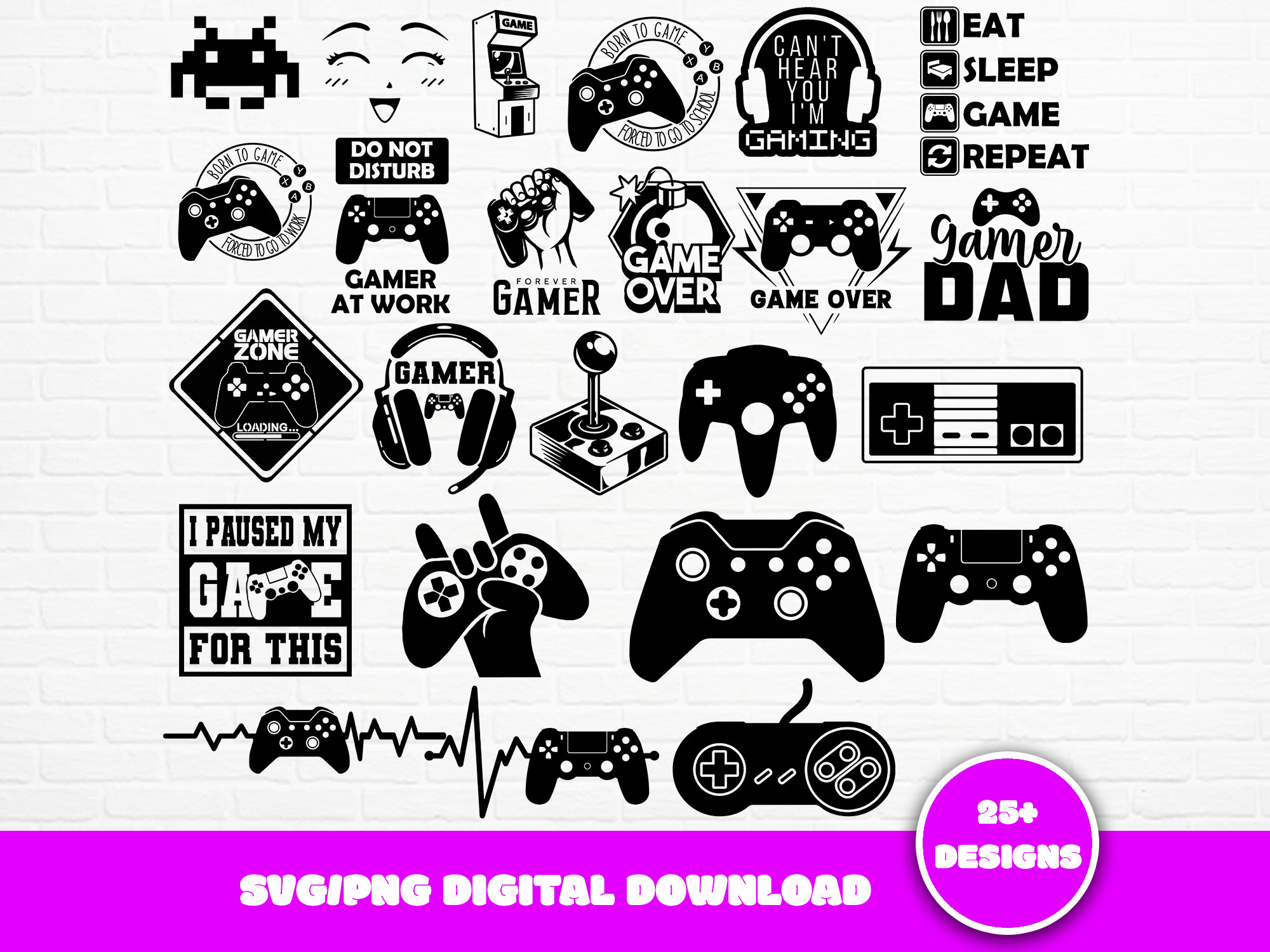 Gamer SVG Bundle: Video Game Graphics (SVG, PNG) - Etsy