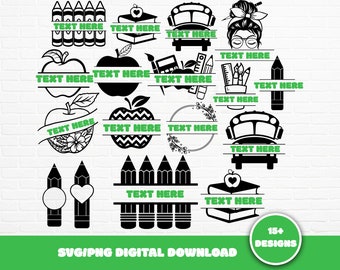 Teacher Monogram SVG Bundle: Back to School Designs (Digital Download)