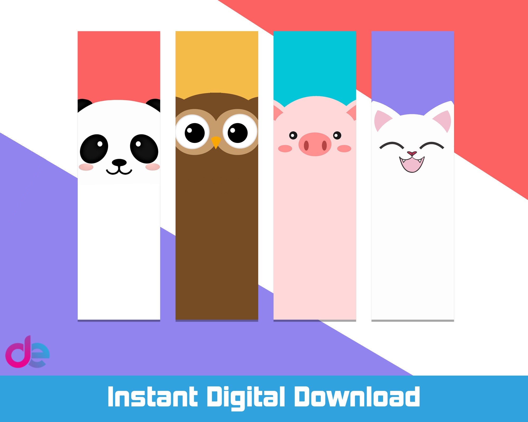 Druckbare Lesezeichen Vorlage Tiere Set mit Panda Eule - Etsy