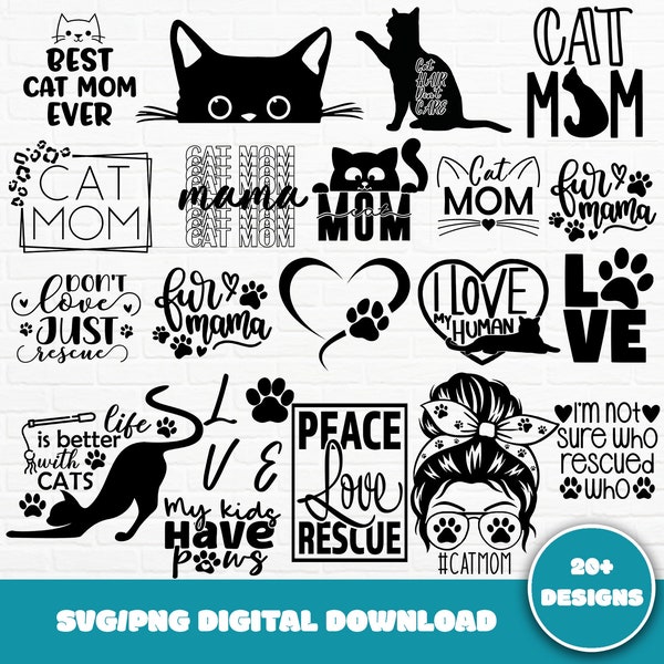 Cat Mom SVG Bundle, Cat Quotes SVG, Mom SVG, Cat Funny Quotes, Mom Life Png, Pet Svg, Cat Lover Svg, Kitten Svg, Svg Cut Files