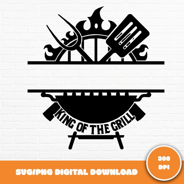 King of the Grill SVG, Grill SVG, Grilling Monogram Svg, Summer SVG, Bbq Svg, Bbq Shirt Svg, Apron Svg, Barbeque Svg, Svg Cut Files