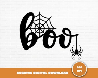 Boo Halloween SVG: Spider & Cobweb Cut File (Digital Download)