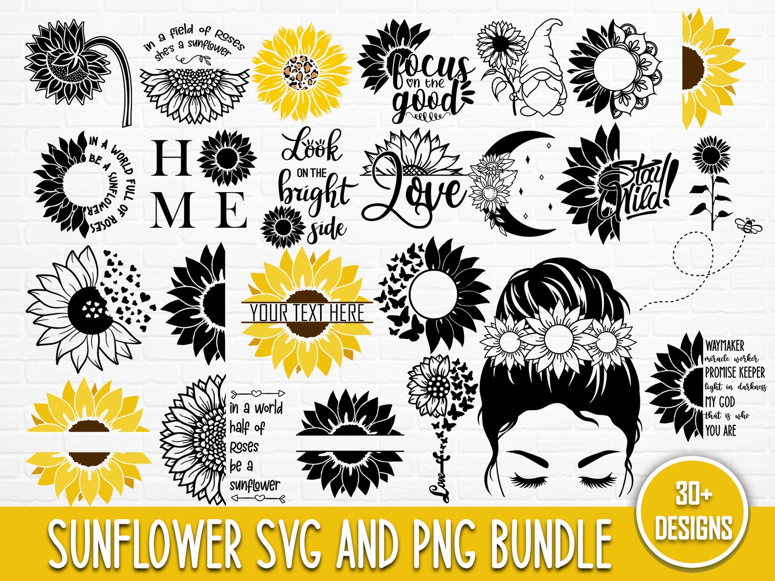Sunflower SVG Bundle Sunflower SVG Flower SVG Monogram Svg - Etsy