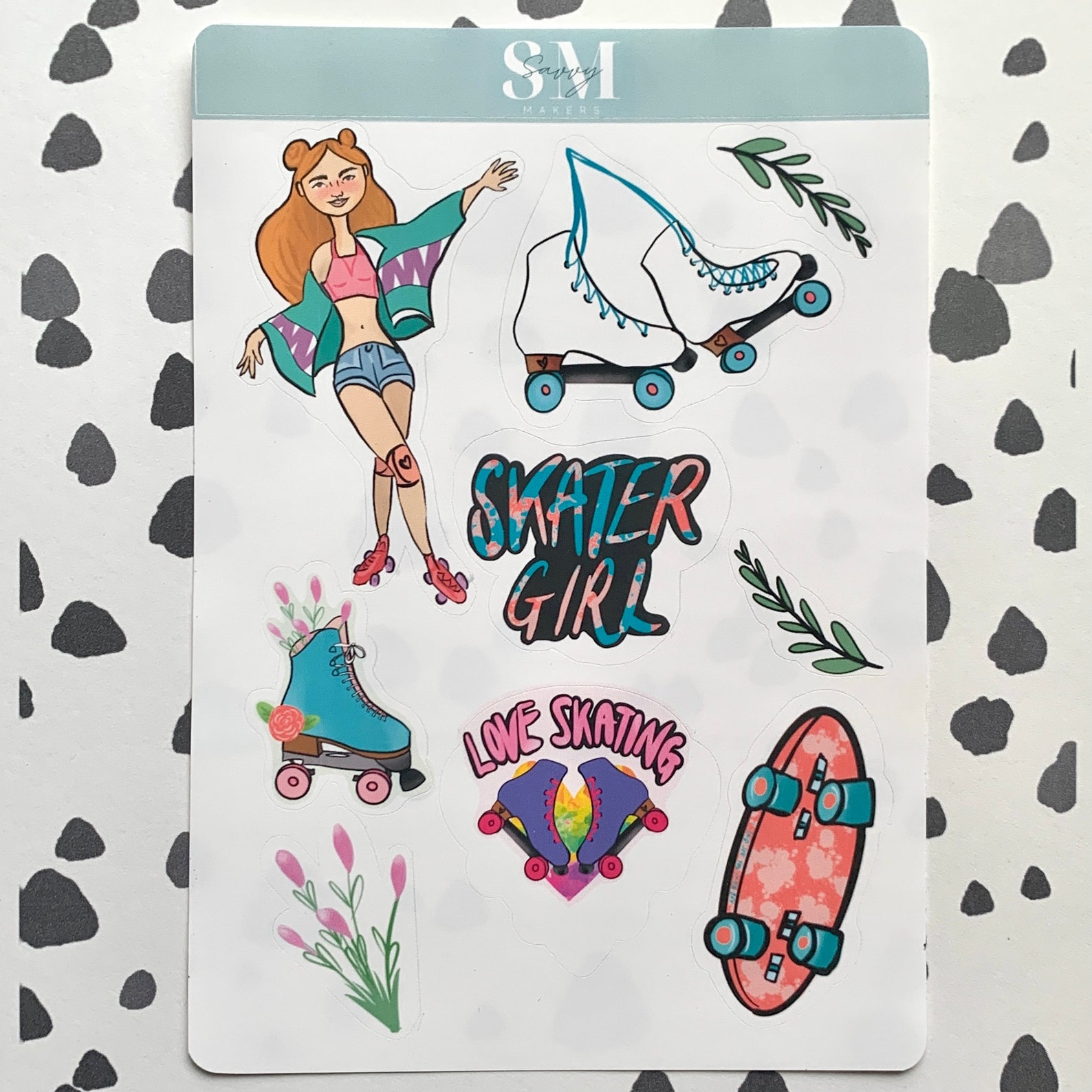 Vinyl Skater Girl Sticker Sheet Skater Stickers Vinyl Etsy