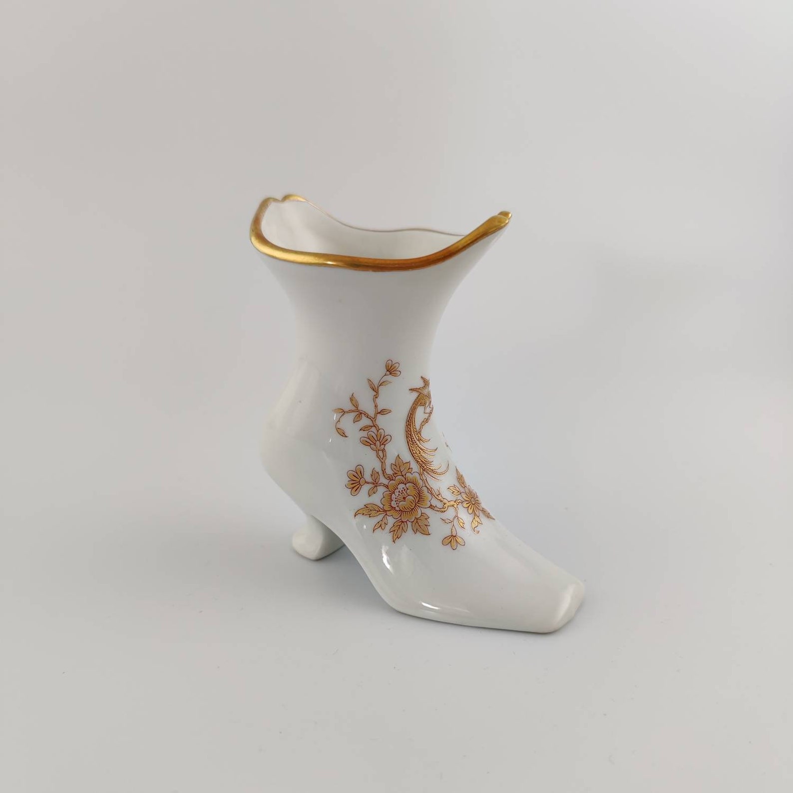 Vintage Limoges Porcelain Shoe / High Top Boot w Floral Gold Etsy