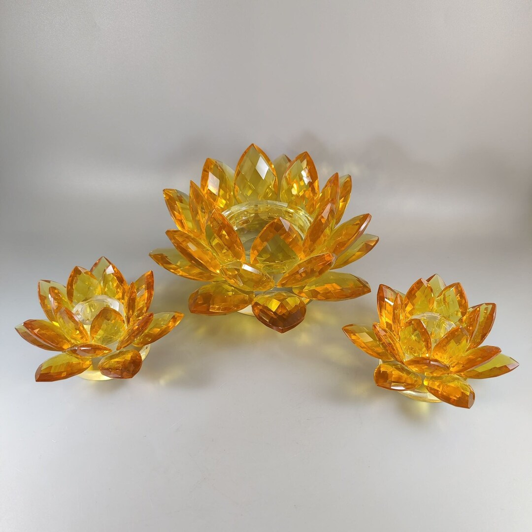 Sorelle Lotus Flower Candle Holders set of 3 Pillar Taper Etsy