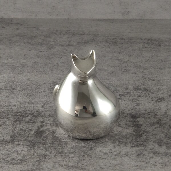 Vintage Dansk Paperweight Kitty Cat Designed by Gunnar Cyren H2" Silver Plate MCM Mid Century Modern Scandinavian Influenced Unisex Gift