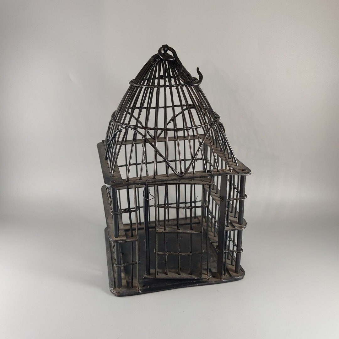 Bird Cage Hanging Planter Black Metal 10.5h With Etsy