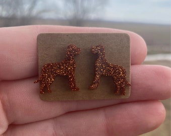 Copper Glitter Great Dane Earrings