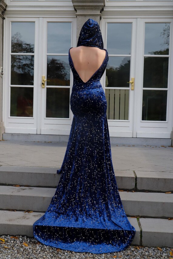Midnight Blue/galaxy Stretch Velvet Dress - Etsy
