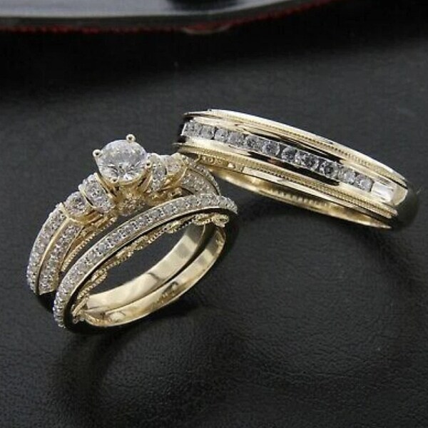 Wedding Ring Set His and Her - Etsy