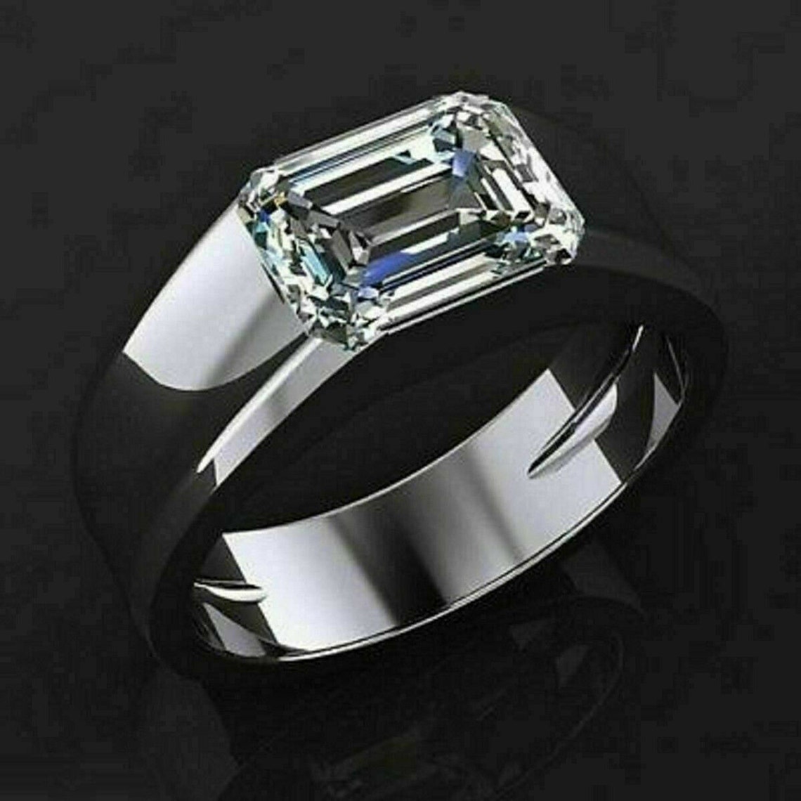Black Rhodium Over 2.00 Ct Emerald Cut Diamond Engagement Etsy