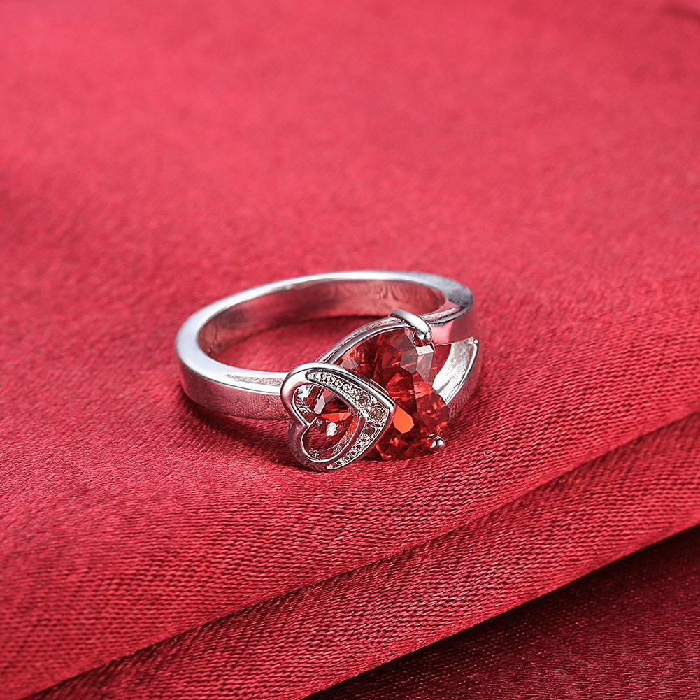 Double Heart Ring 925 Sterling Silver Love Ring January Etsy UK