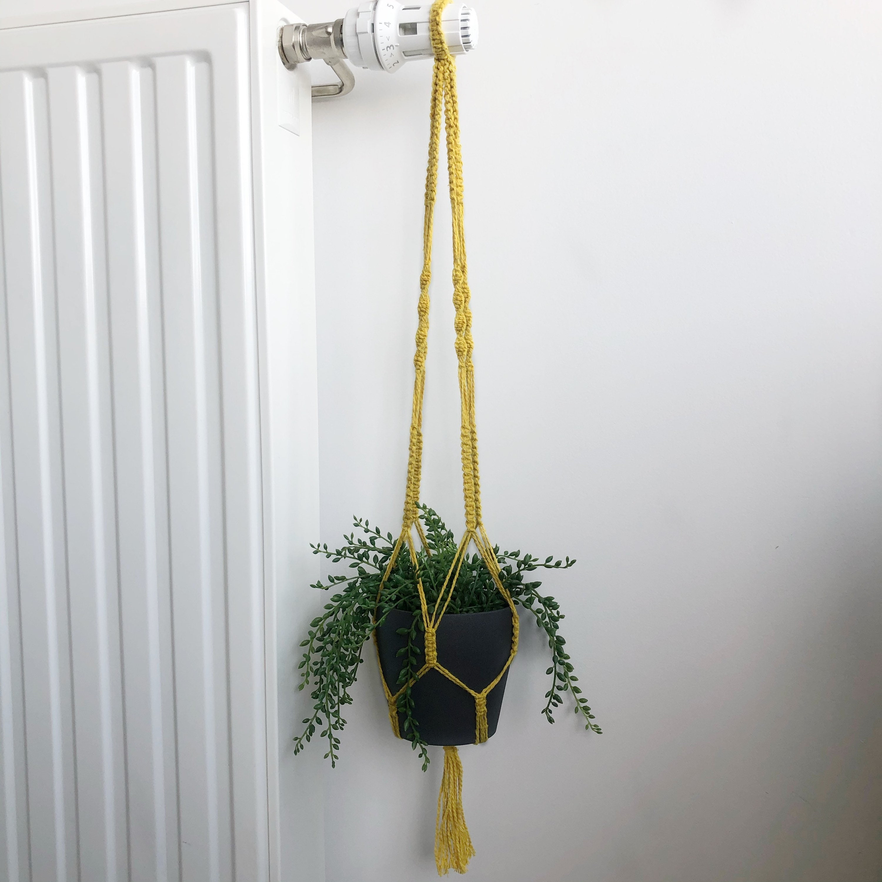 Suspension Plante Macramé Jaune en Coton