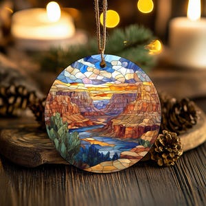 Grand Canyon Ornament: Faux Stained Glass Ceramic Art