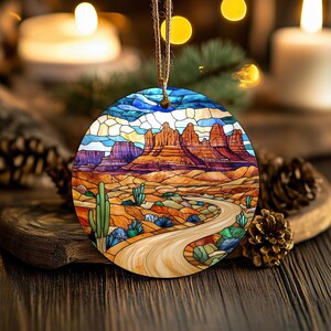 Capitol Reef National Park Ceramic Ornament, Faux Stained Glass Ornament, National Park Decoration for Outdoor Enthusiasts, Utah Art