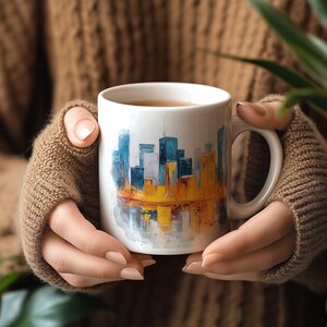Houston Skyline Mug, Houston Cityscape Coffee Cup, Texas Souvenir Gift, Urban Art Houston Downtown Mug, Houston Lover Gift