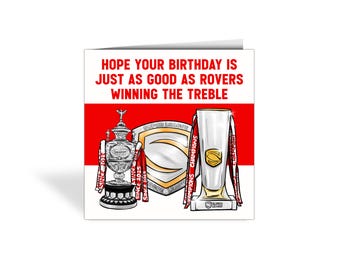 Hull KR Rugby League Birthday Card - Treble Winning Fan Gift