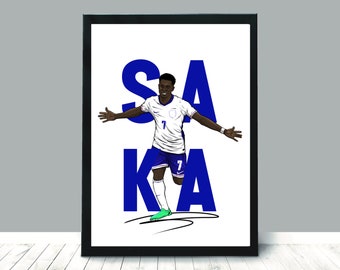 Bukayo Saka Inglaterra Ilustración Impresión - Fútbol