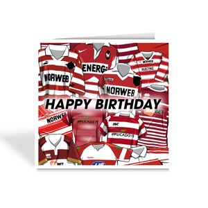 Carte d'anniversaire sur le thème Wigan Warriors Shirts - Ligue de rugby