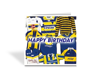 Warrington Wolves Shirts themed Birthday Card - Rugby League